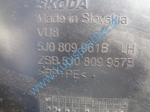 ľavý predný podblatník na škodu fábiu 2, 5J0809961B